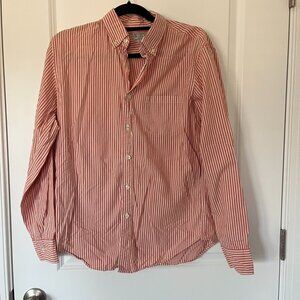 J.Crew Men's Medium Orange & White Striped Long Sleeve Button Down Shirt